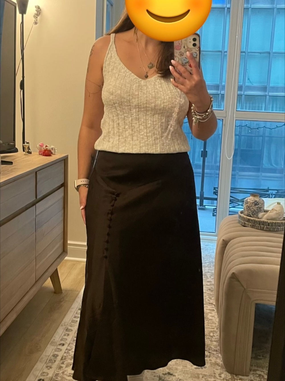 Banana Republic midi satin skirt